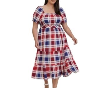 Torrid Red and Blue Plaid Maxi Dress Size XXL